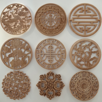 4" to 16"(10cm to 40cm) Round Rosettes Applique Onlay, Unpainted Wood Carved Furniture Carving Aplique, Unpainted Wood Carved Embellishments