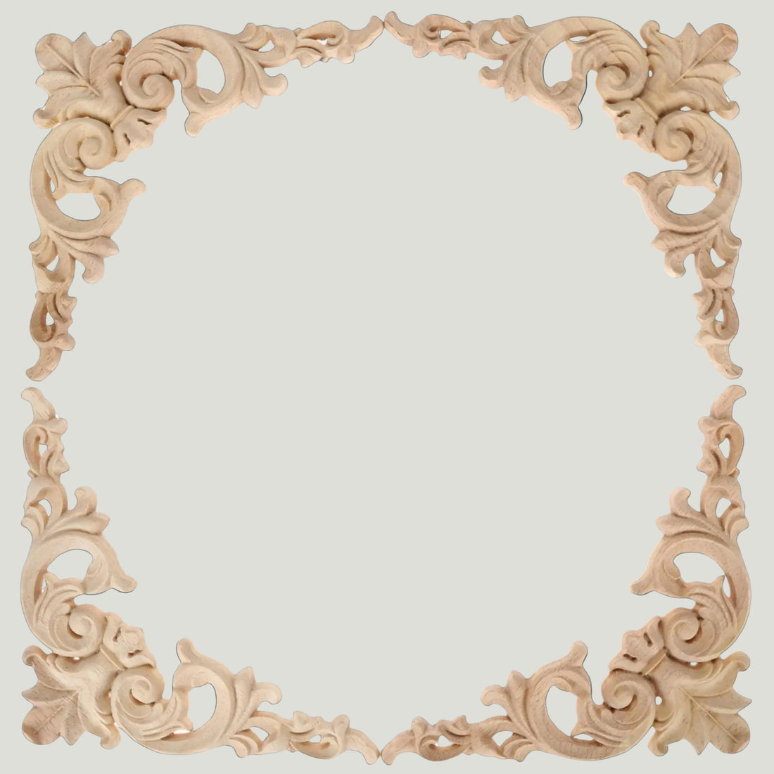 Set of 4 floral wood carved corner stickers for symmetrical furniture decoration.