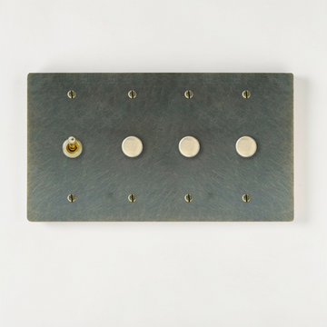 BRASİVA Bronze Brass Retro Toggle & Dimmer Light Switch Panel – Aged Finish