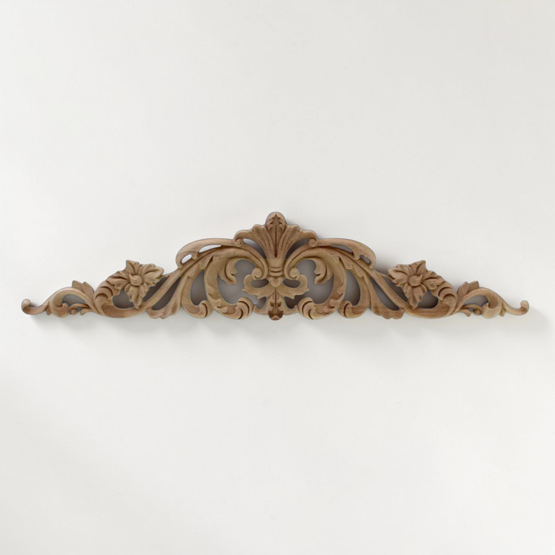 1 pcs 8''to32'' Unpainted Wood Carved Applique Onlay, Furniture Carving Art Decor, Home Wall Embellishments, Flat Back, Corner flower