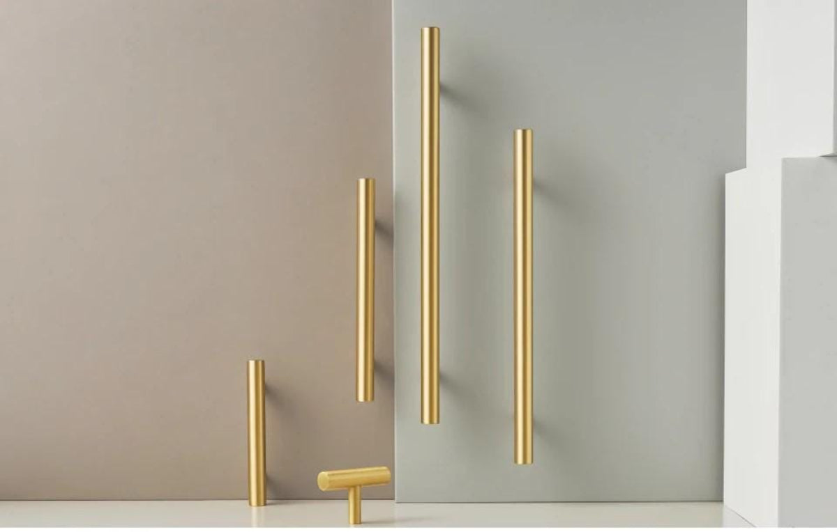 Solid brass long T-bar cabinet handle modern wardrobe drawer pull
