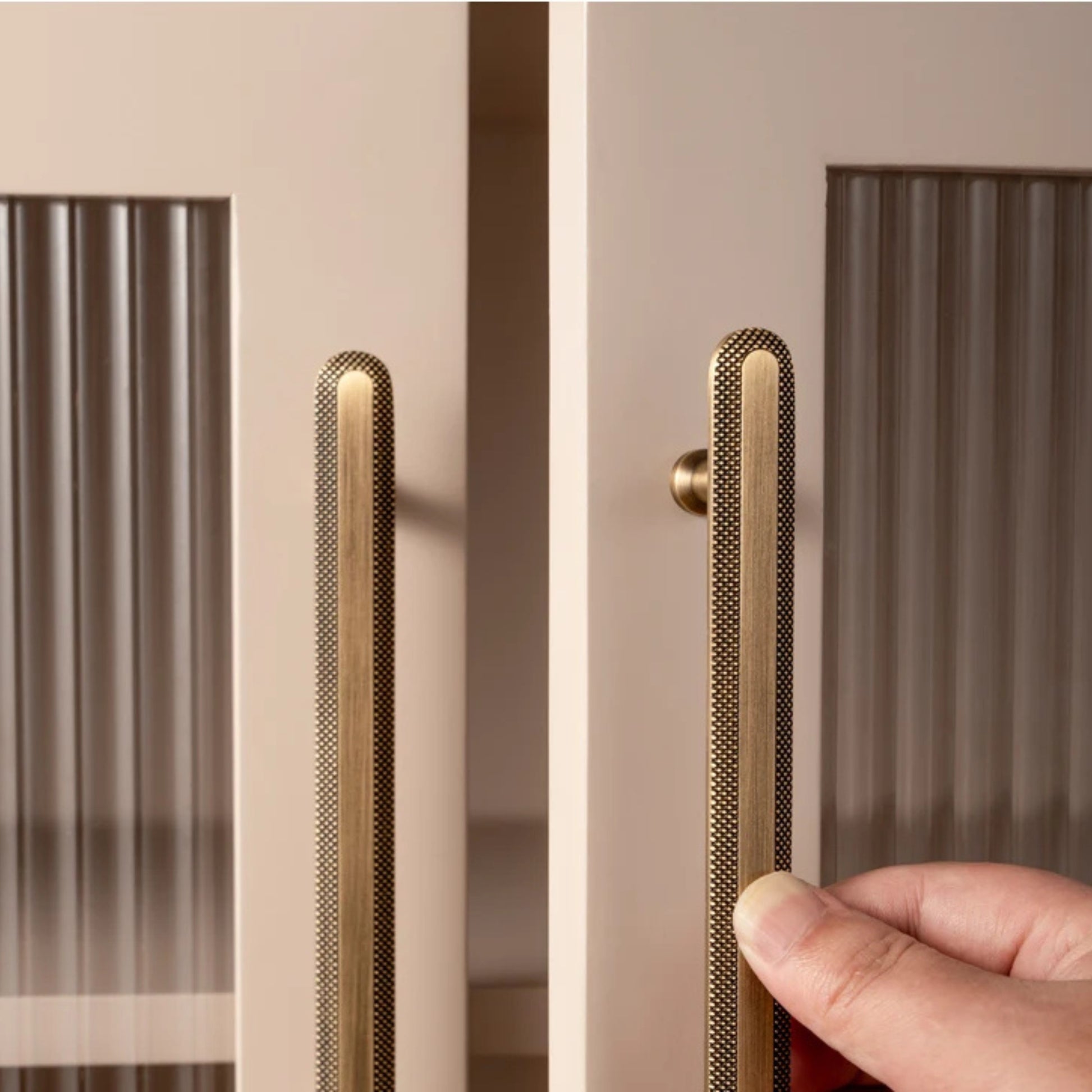 Solid brass knurled cabinet knob in antique bronze finish