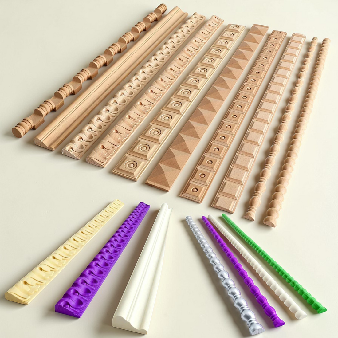 Wooden Frame, Corner Cabinet, Wood Molding Trim, Unpainted Carved Line Bars for Edges Frames Mirror, Onlay wood carving lines