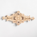 20x10cm unpainted flower wood carving decal on a white background - Natural raw wood.
