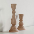 Unfinished natural wood candle holders for rustic wedding table decor

