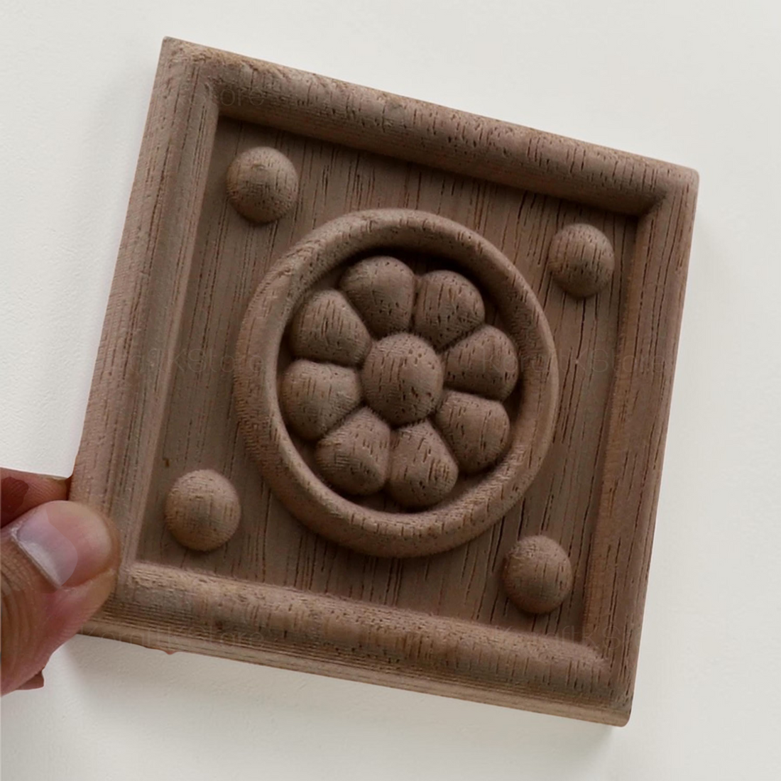 Small Decorative Floral Wood Applique | Doors & Windows Carved Onlay