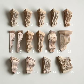 oman style floral wood carved corbel for architectural wall and cabinet decoration.