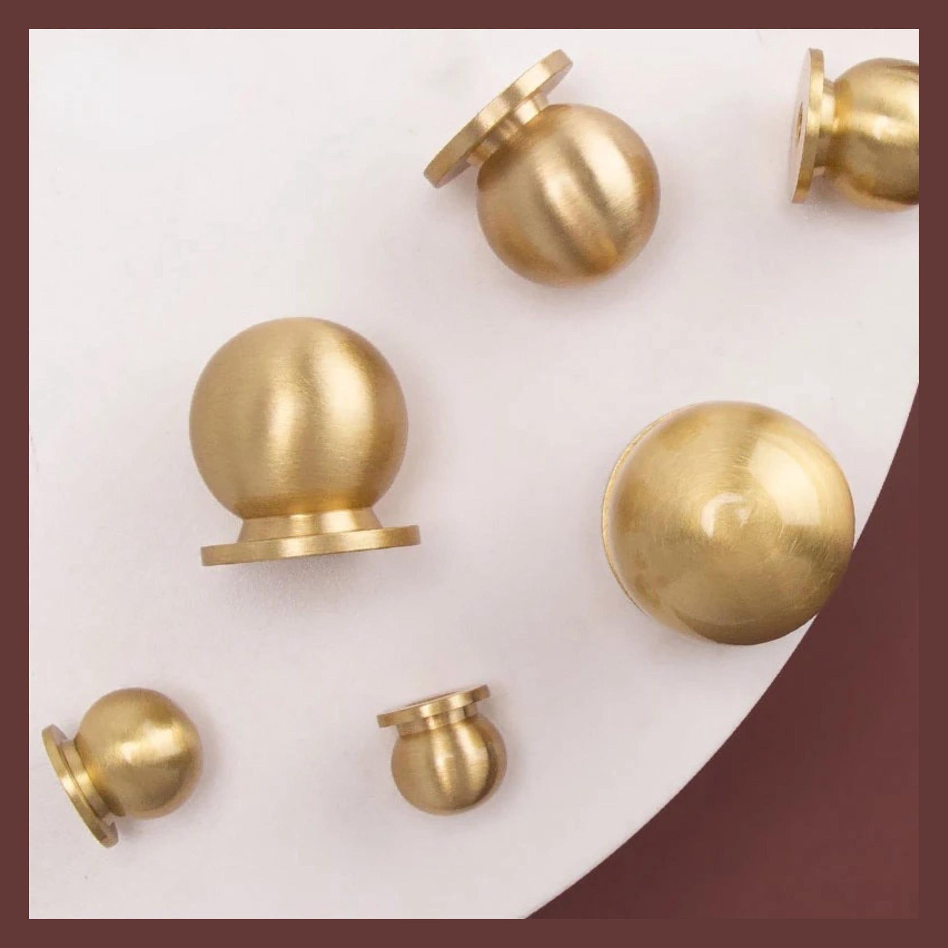 Solid brass ball knob in gold finish, round sphere drawer knob for cabinet and dresser