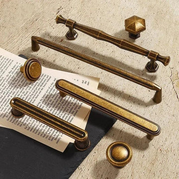 Antique Brass Cabinet Handles | Retro Wardrobe Pulls & Cupboard Knobs | Stylish Kitchen Furniture Hardware - modern Furniture Hardware