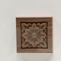 Retro molding wood applique wood sticker, Flower Wood Carving Natural Wood Appliques, Unpainted Square Wood Applique Onlay