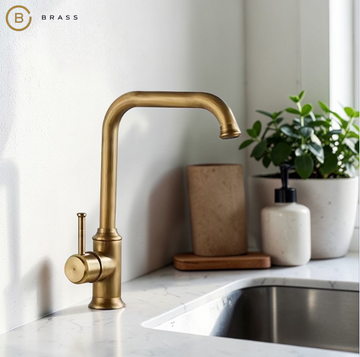 Rustic Farmhouse Kitchen Faucet Antique Bronze – Vintage Crane Style Sink Tap