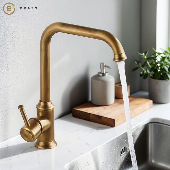 Rustic Farmhouse Kitchen Faucet Antique Bronze – Vintage Crane Style Sink Tap